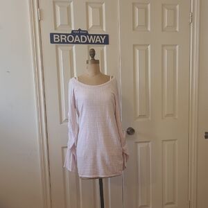 Pink Waffle Knit Long Sleeve Top